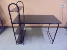 Metal & Wood Desk w/ Shelves on Side