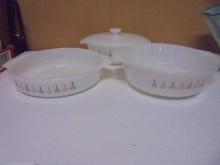 3pc Set of Vintage Fireking Candle Glow Baking Dishes