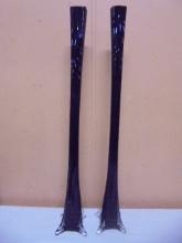 2 Matching Black Art Glass Eiffel Tower Vases
