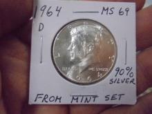 1964 D Mint Silver Kennedy Half Dollar