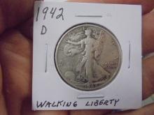 1942 D Mint Silver Walking Liberty Half Dollar