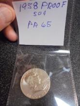1958 Proof Silver Franklin Half Dollar