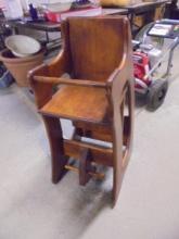 Solid Wood Child's High Chair/Rocking Horse