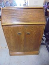Solid Oak Liquor Cabinet
