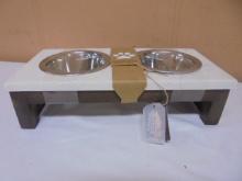 Marble Top Raised Pet Food Dish