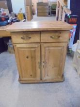 Solid Wood Kitchen/Microwave Cabinet w/2 Drawers & 2 Doors
