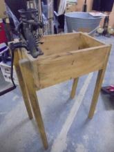 Vintage Cast Iron Corn Sheller on Wooden Stand