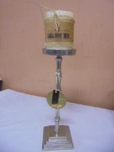 Autumn Hill Metal Pillar Candle Holder w/ Sandal Wood Musk Candle