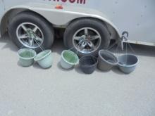 Group of 6 Composite Hanging Planters