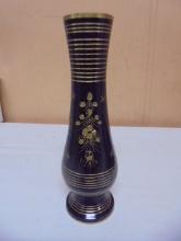 Beautiful Enameled Etched Brass Vase