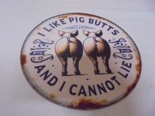 Round Metal Pig Butts Sign