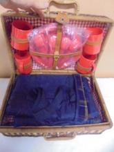 Picnic Basket w/ Supplies & Picnic Basket