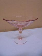 Vintage Pink Depression Glass Stemmed Compote