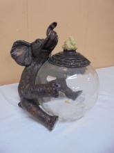 Elephant Statue Glass Cookie Jar