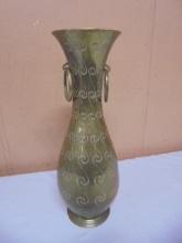 Beautiful Vintage Etched Brass Vase