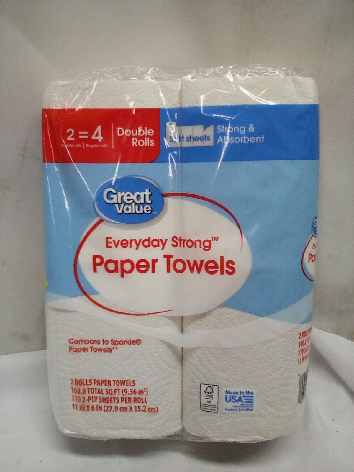 Qty 1 Everyday Strong Paper Towel Double Roll 2 pack