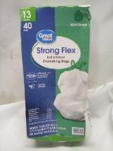 40ct Strong Flex Tall Kitchen Drawstring Bags 13 Gallon