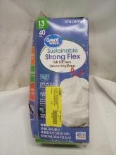 40ct Sustainable Strong Flex Tall Kitchen Drawstring Bags 13Gallon
