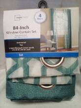 84” Window Curtain Set Grommeted Teal 4pc Set