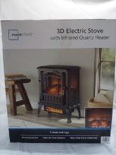 3D Electric Stove with Infared Quartz Heater 2 Heat Settings