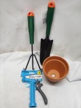 Garden Tools/ Terra Cotta 4” Pot/ Metal Trigger Nozzle