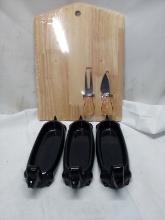 Cheese Board/ Qty 3 Hot dog Holders