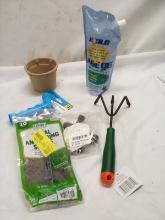 Outside lot mower cord rake pot water absorber hose nozzle anchoring stakes