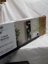 Mainstays True Black Oak Finish 5 Shelf Bookcase- MSRP $79.99