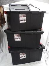 Set of 3 Sterilite 15Gal. Industrial Totes w/ Locking Lids