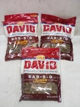 Lot of 3 David Seed Brand Jumbo Salted&Roasted Bar-B-Q Sunflower Seeds