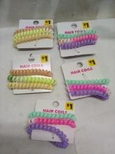 5 Packs of 3 Assorted Color Hair Coils