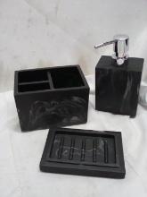3Pc Better Homes&Gardens Black Marble Decorative Bathroom Set