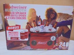 Budweiser Bluetooth Cooler Speaker w/ Bottle Opener & 2 Can Cooler