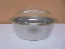 Vintage Hammered Club Aluminum Roaster w/ Glass Lid