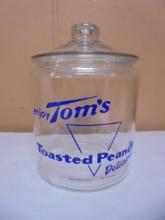 Vintage Glass Tom's Toasted Peanuts Glass Jar