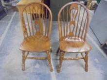 2 Matching Solid Oak Dining Chairs