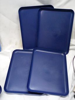 Qty 4 Plastic Rectangle Tray 16” x 12”