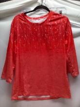Floral Top Women’s Size Medium Stretchy Fabric ¾ length sleeves