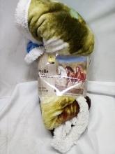 Fleece and Sherpa Throw 50” x 60” Horses