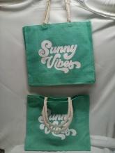 Qty 2 Sunny Vibes Jute Tote 16” x 18”
