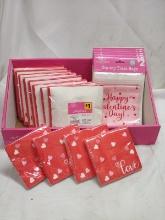 18Pc Love/Valentines Lot- (12) Packs of Napkins, (6) Treat Bag Packs