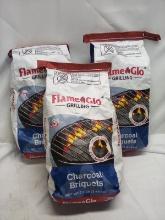 Lot of 3 FlameGlo Grilling 7.7Lbs Bags of Charcoal Briquets