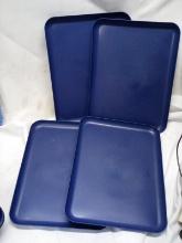 Qty 4 Plastic Rectangle Tray 16” x 12”