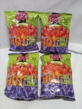 Lot of 4 Uncle Rays 3oz Bags of Kickin Hot Chili and Lime Chips