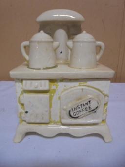 Vintage Ceramic Cookstove Instant Coffee Container