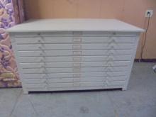 Vintage 10 Drawer Painted Solid Wood Printer's Cabinet