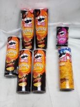 7Pc Pringles Lot- (5) Scorchin Cheddar, (1) Cheddar, (1) Mini Scorchin BBQ