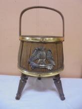 Vintage Wooden Bucket on Legs w/ Eagle