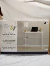 Desk with Shelves 35.98” x 18.9” x 30.1” White Finish