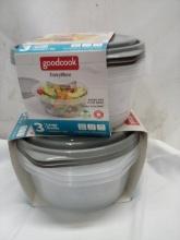 Qty 2 Large Bowls with Lids 6.2 cups Leak Resistant plastic storage container 3 pk